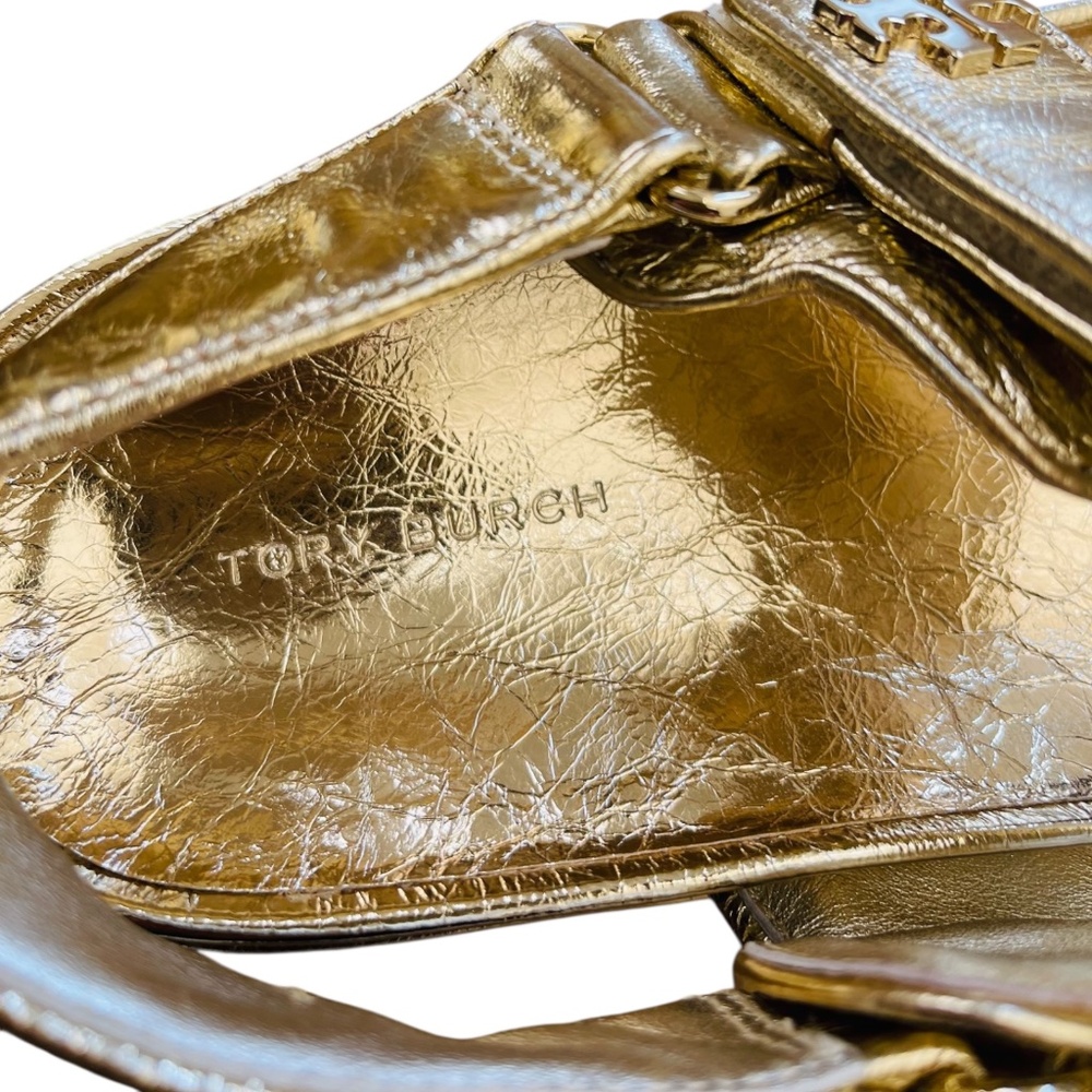 Tory Burch Kira sport Gold Sandal Logo Classic NWOB SIZE 9M - Picture 4 of 11